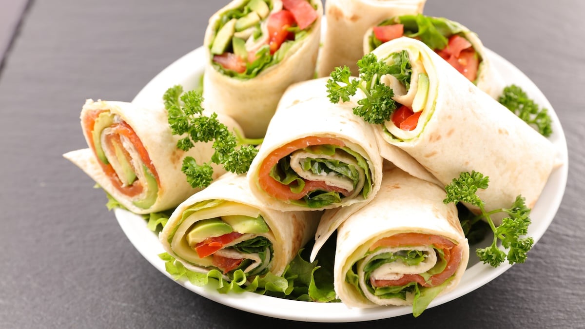 Wraps de saumon fumé à l'avocat et concombre
